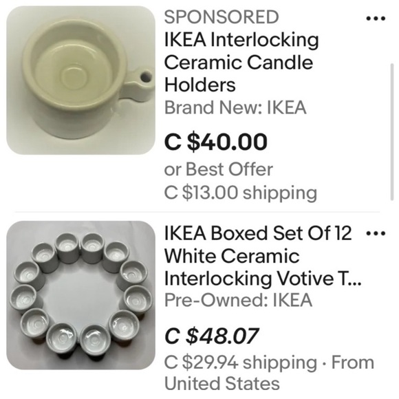 IKEA interlocking white ceramic candle holder! Varmeljushallare Ehlen Johansson - Picture 11 of 12